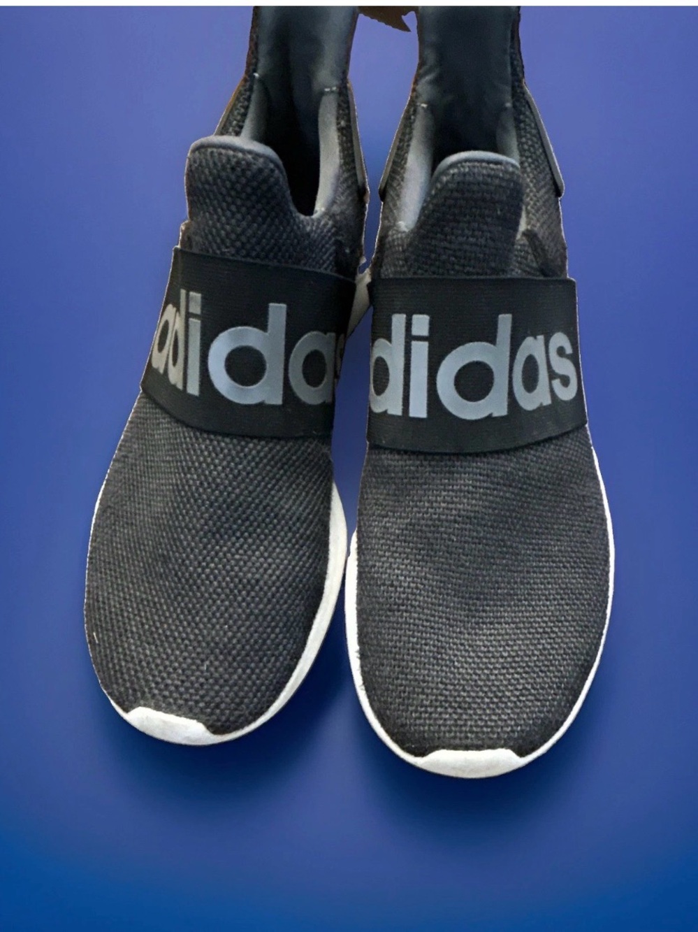 adidas Black Slip-On Knit Sneakers with White Sole - Picture 6 of 7